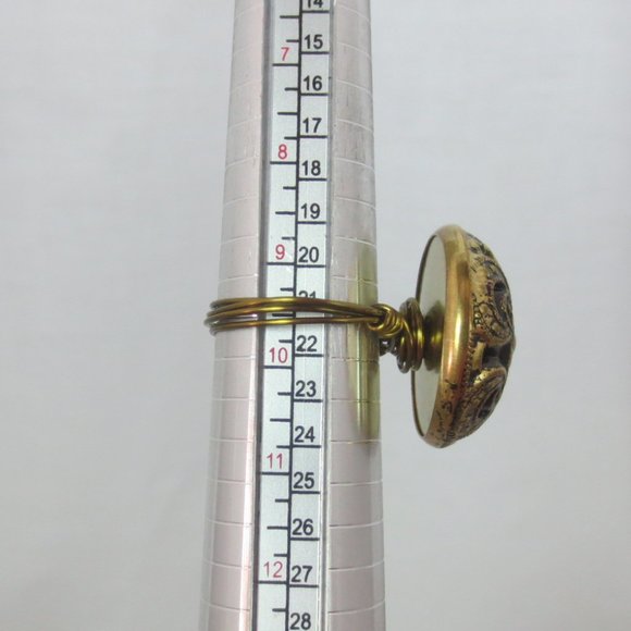 New Handcrafted Vintage Filigree Button Wire Ring - Picture 8 of 10